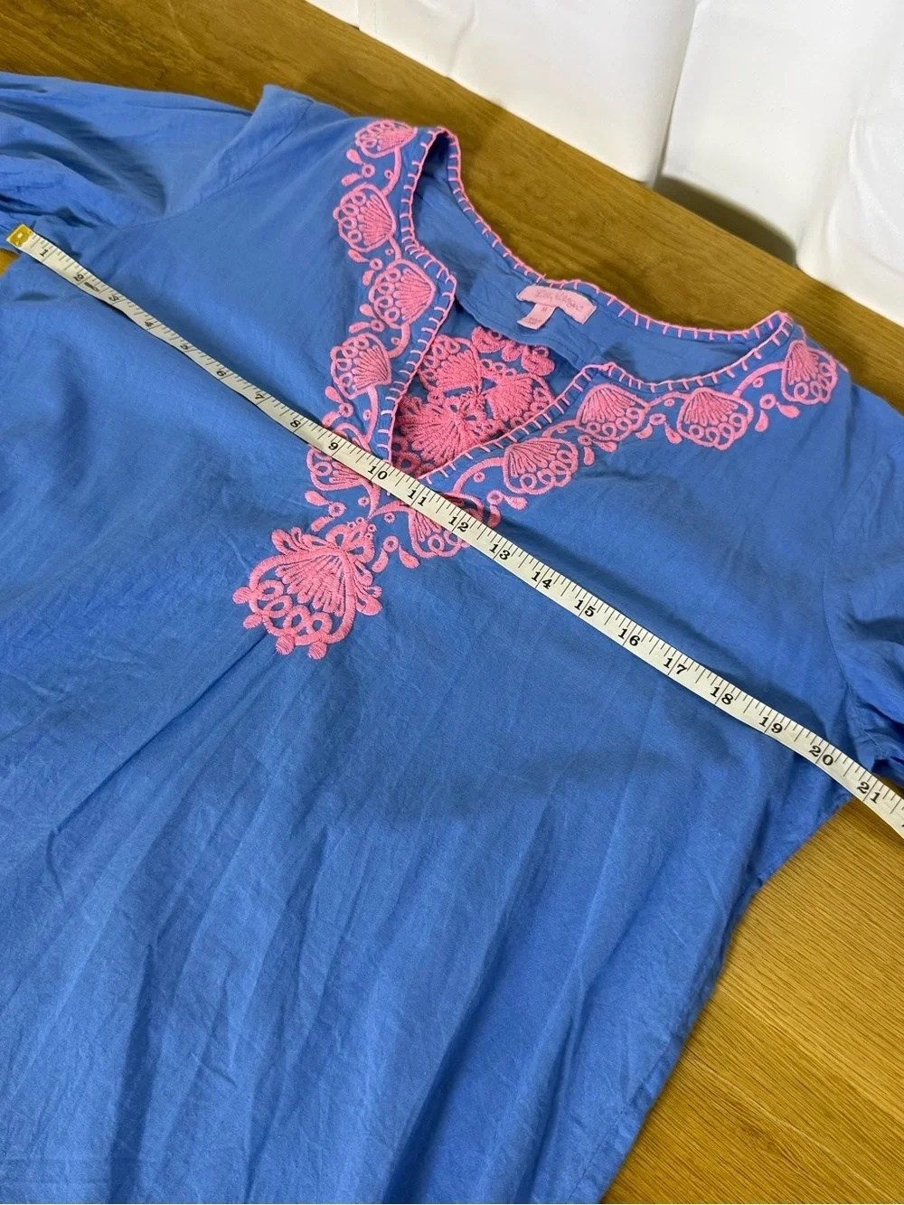 Lilly Pulitzer Beach Cover Up 3/4 sleeve Cotton Tunic in Blue Pink Size Medium